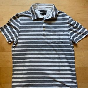 Men’s gray/white striped Banana Republic polo